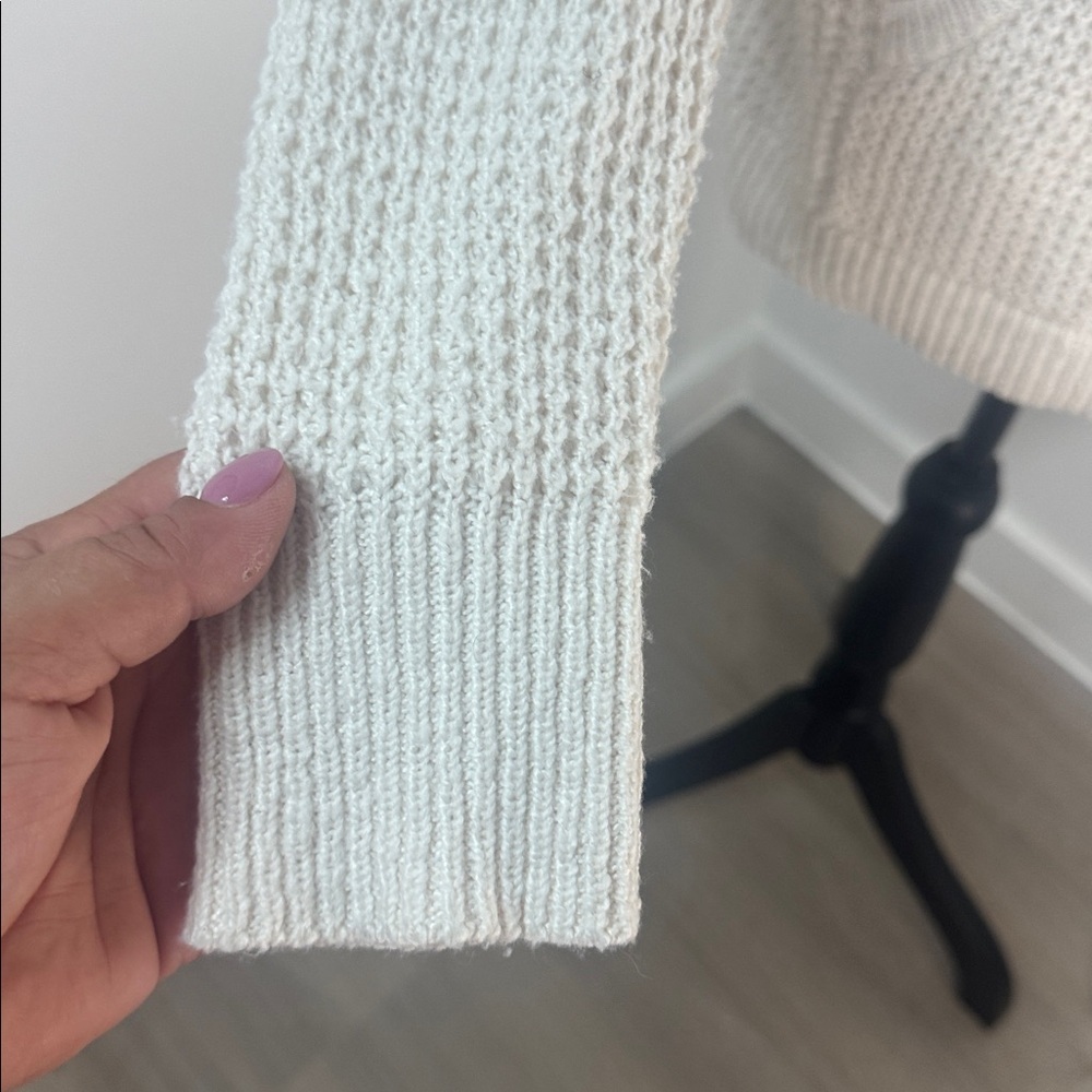 Staccato Ivory Cable Knit Sweater Hoodie.  Sz L - Picture 6 of 11